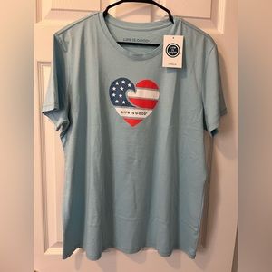 NWT Life is Good Americana Wave tshirt women’s XL